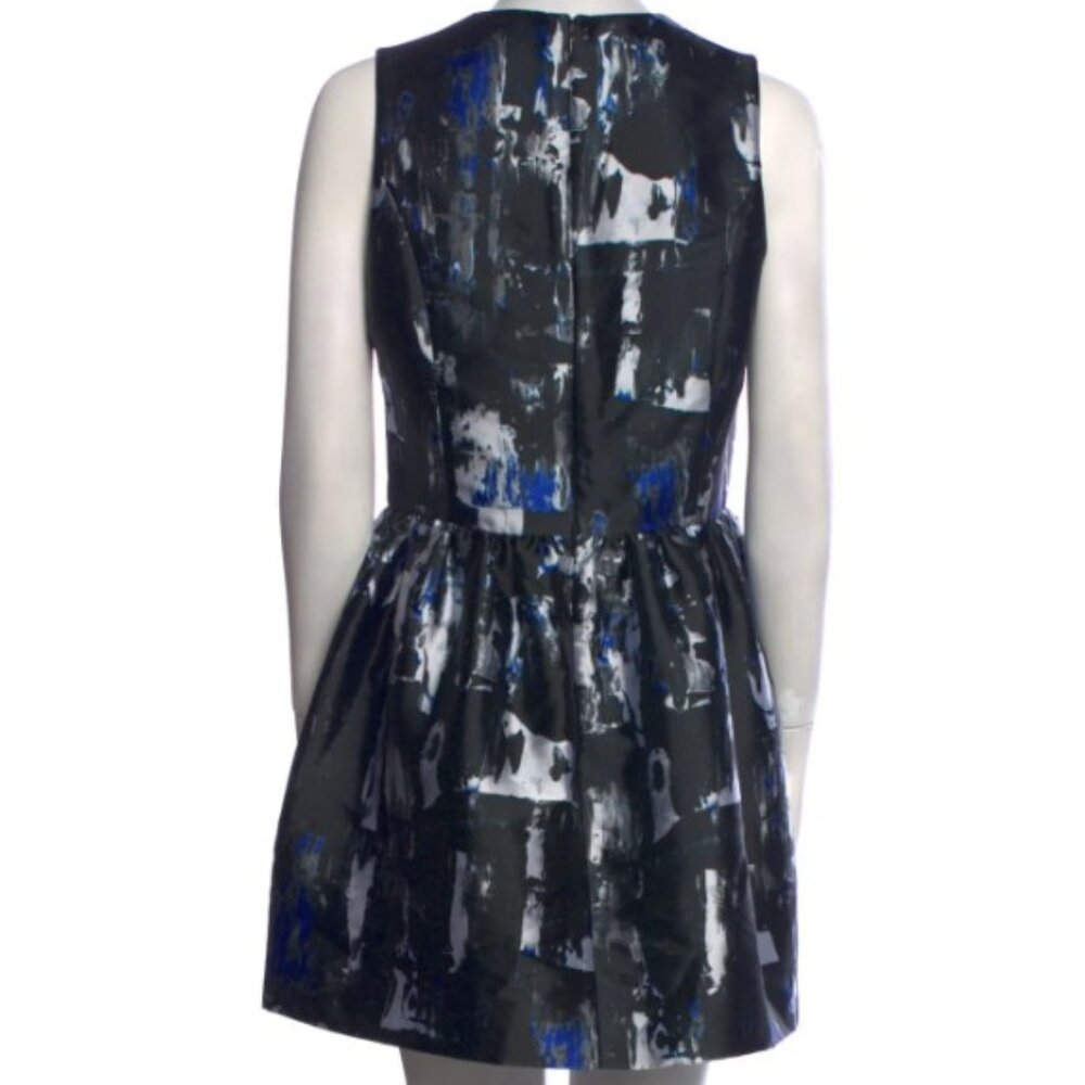 McQ Alexander McQueen Shift Dress Black Printed Sleeveless with Crew Neck